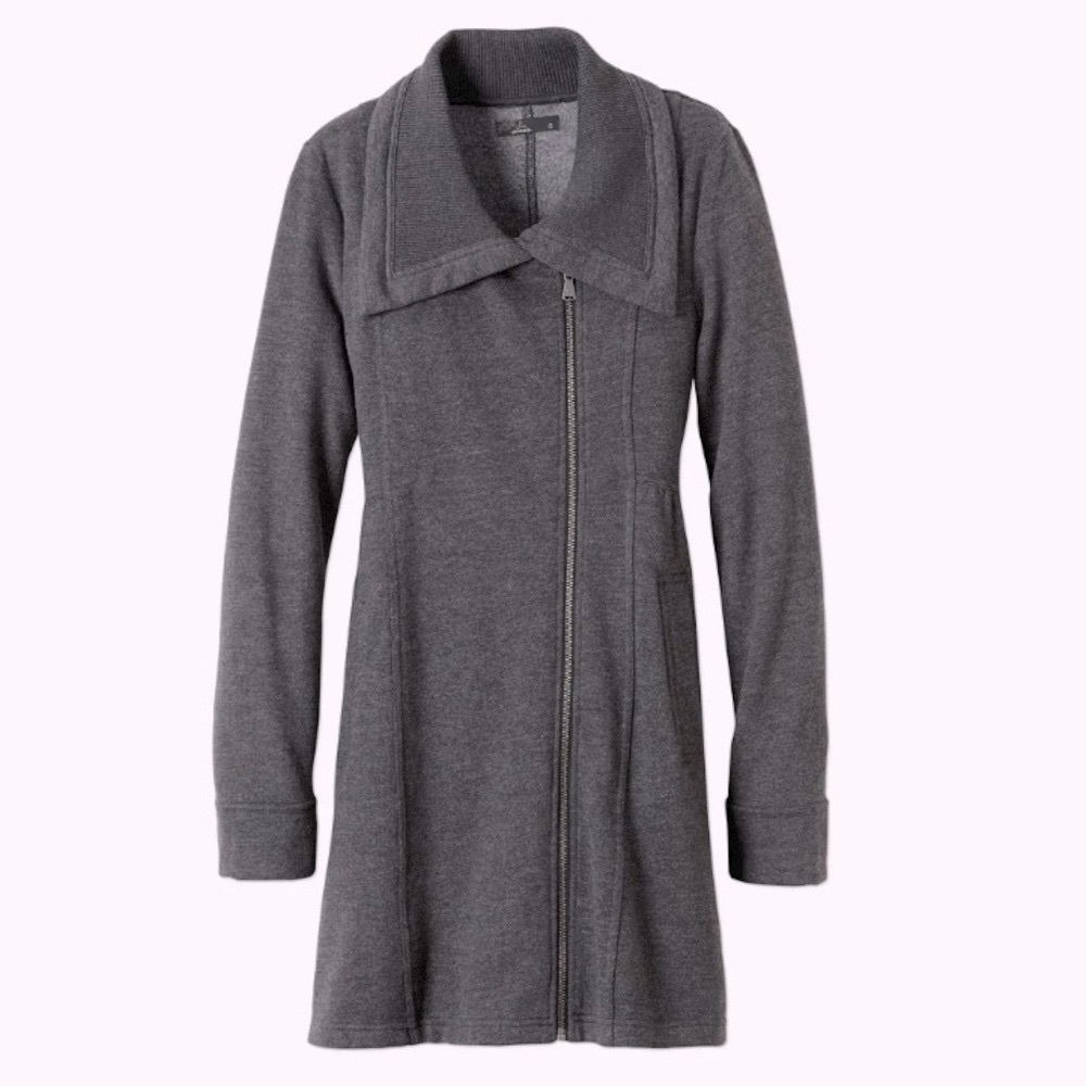 prAna Mila coat asymmetrical Zip up pockets fleece lined - Picture 3 of 12